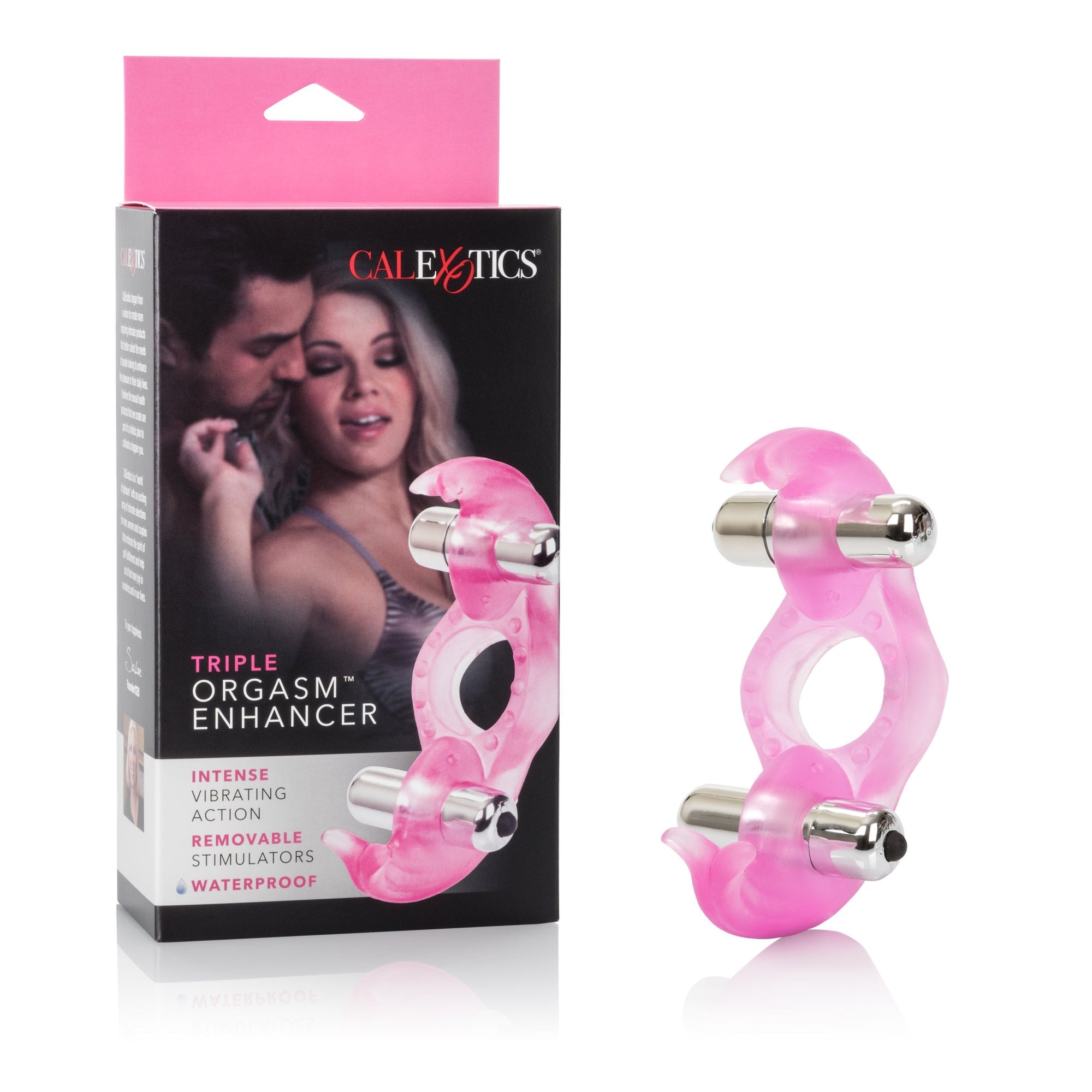 California Exotics - Triple Orgasm Enhancer Vibrating Cock Ring (Pink) -  Rubber Cock Ring (Vibration) Non Rechargeable  Durio.sg