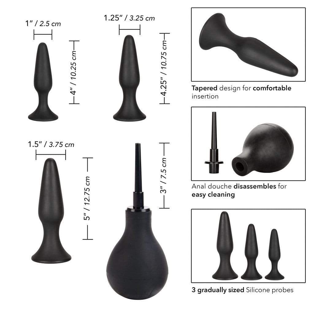 California Exotics - Ultimate Douche Plus Silicone Probes Anal Kit (Black) -  Anal Kit (Non Vibration)  Durio.sg