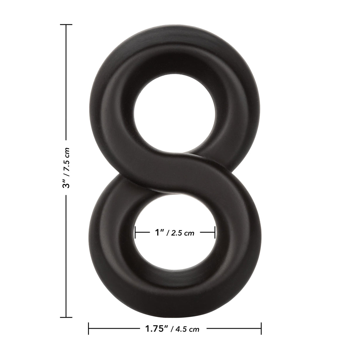 California Exotics - Ultra Soft Crazy 8 Dual Cock Ring (Black) -  Rubber Cock Ring (Non Vibration)  Durio.sg