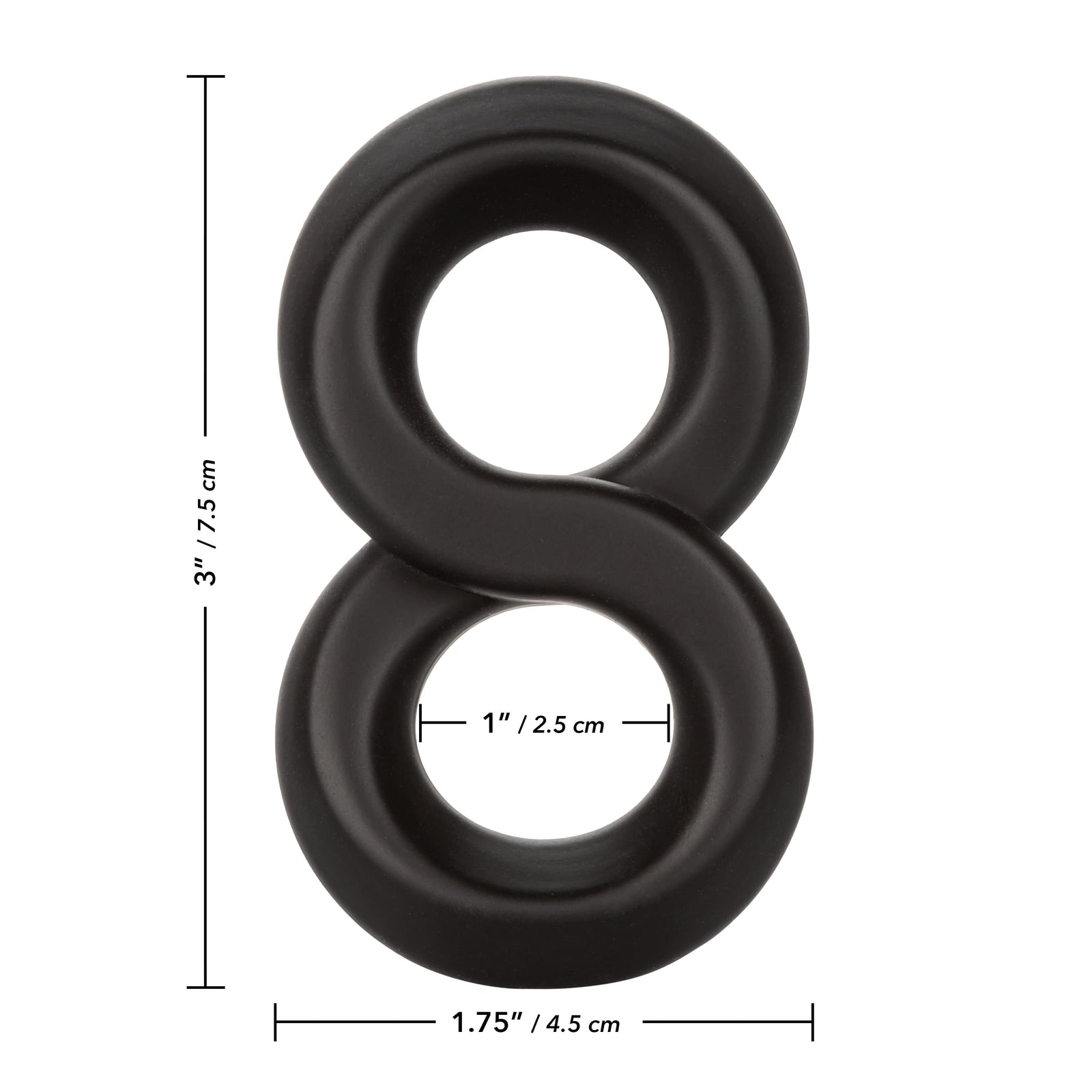 California Exotics - Ultra Soft Crazy 8 Dual Cock Ring (Black) -  Rubber Cock Ring (Non Vibration)  Durio.sg