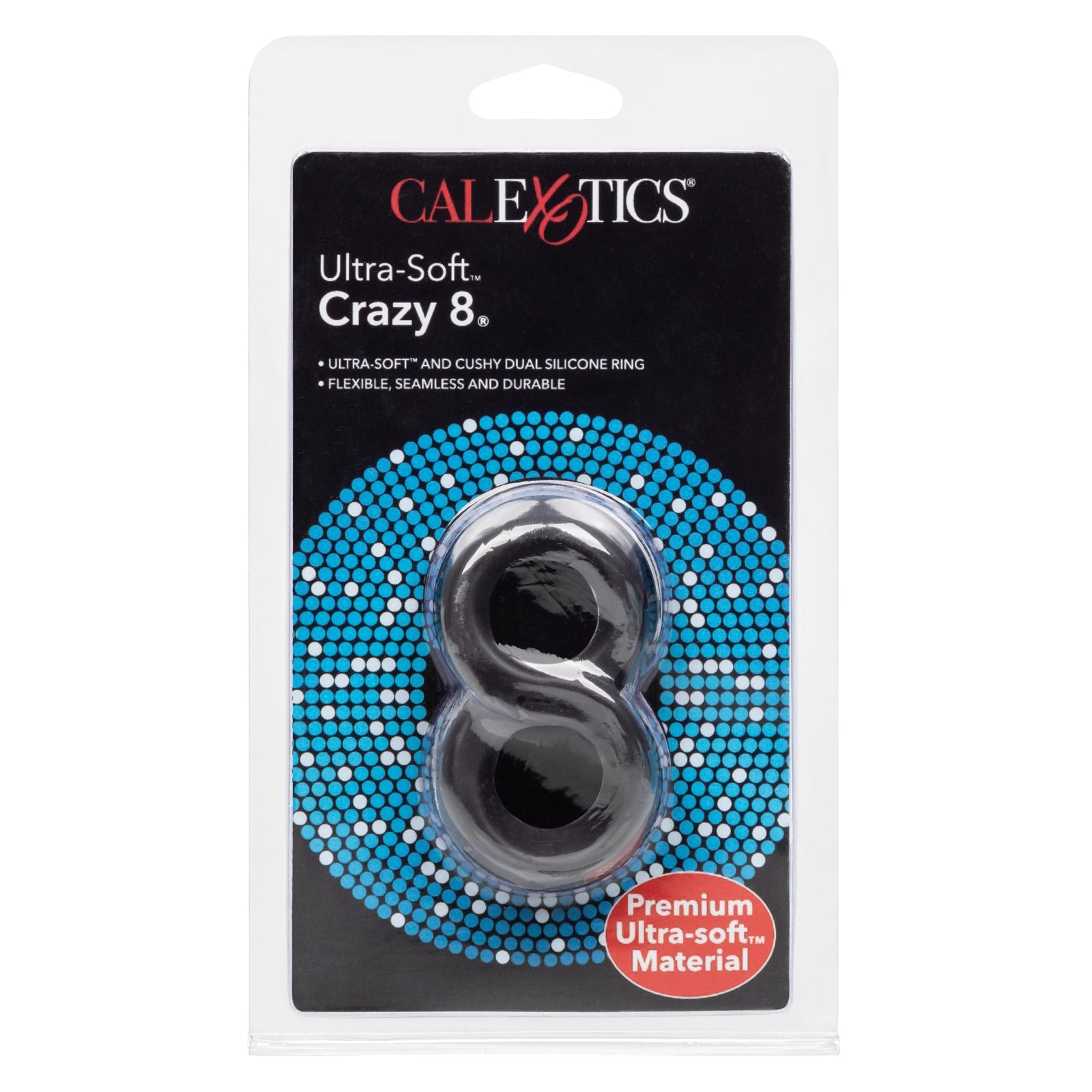 California Exotics - Ultra Soft Crazy 8 Dual Cock Ring (Black) -  Rubber Cock Ring (Non Vibration)  Durio.sg