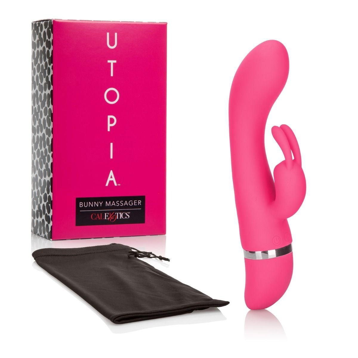 California Exotics - Utopia Bunny Massager (Pink) -  Rabbit Dildo (Vibration) Non Rechargeable  Durio.sg