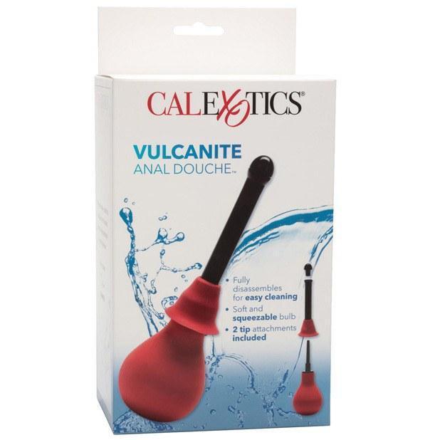 California Exotics - Vulcanite Anal Douche with Attachment (Red) -  Anal Douche (Non Vibration)  Durio.sg