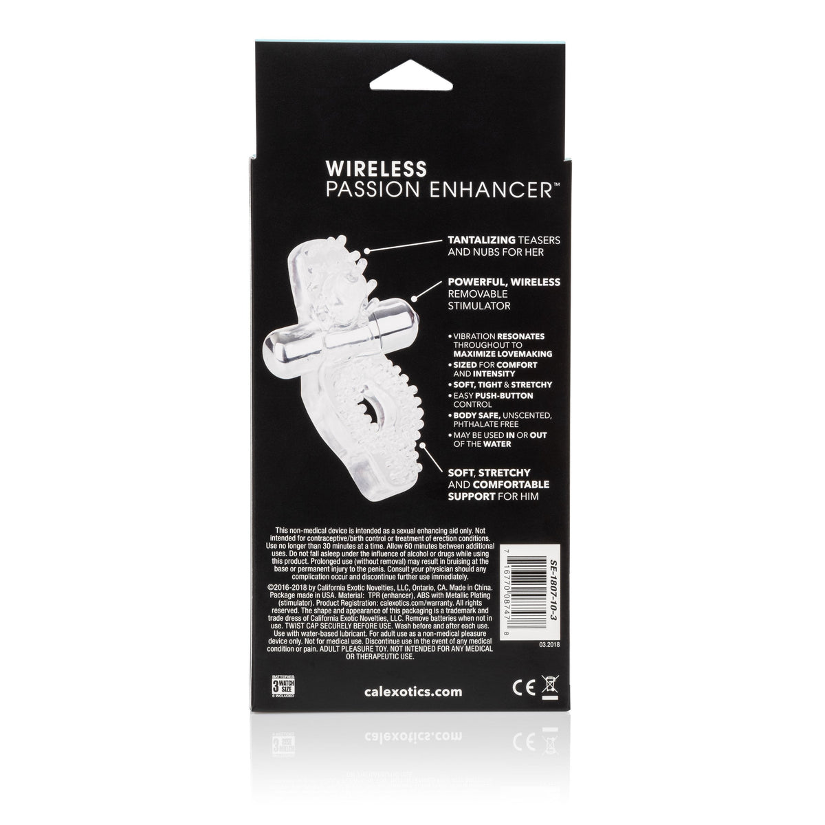 California Exotics - Wireless Passion Enhancer Vibrating Cock Ring (Clear) -  Rubber Cock Ring (Vibration) Non Rechargeable  Durio.sg