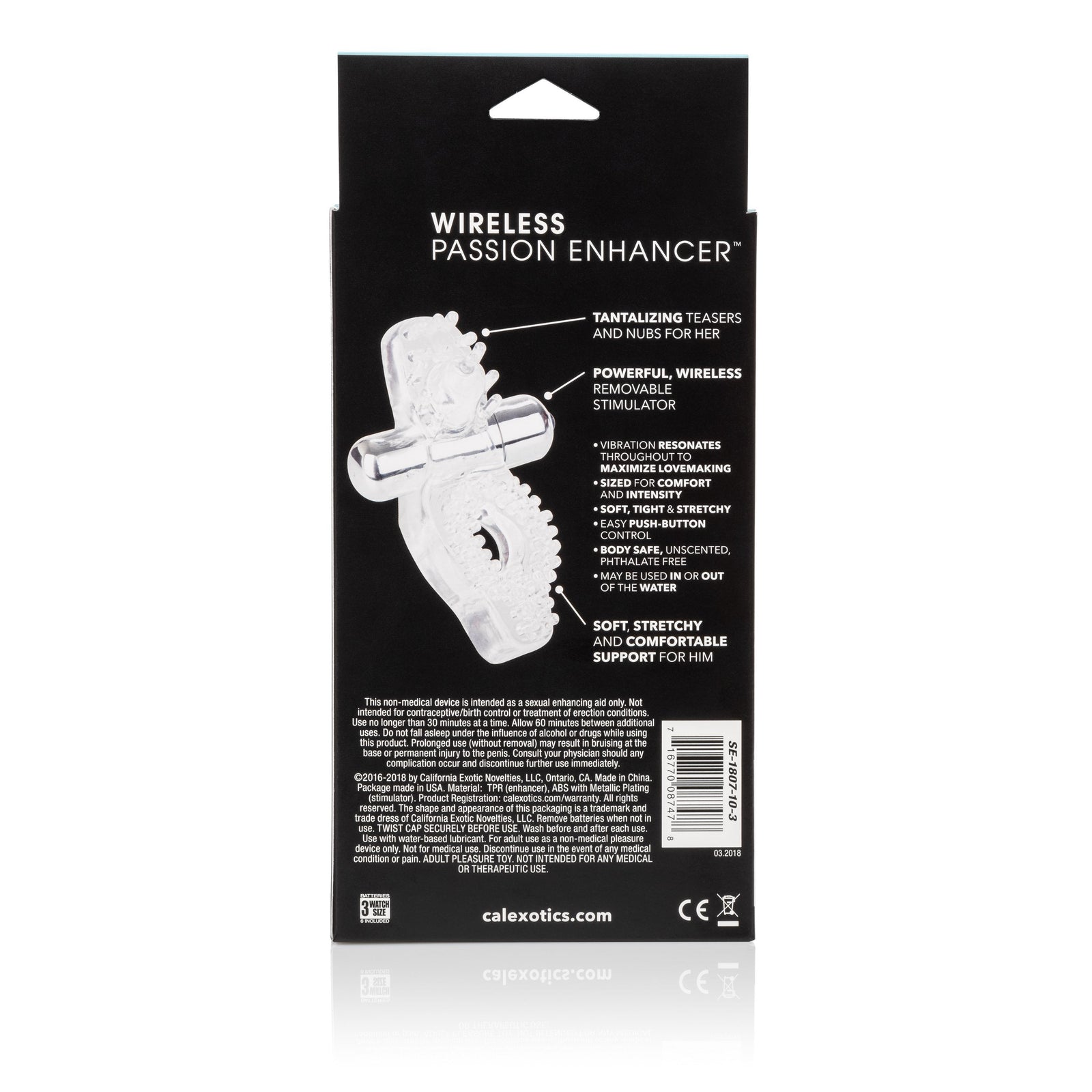 California Exotics - Wireless Passion Enhancer Vibrating Cock Ring (Clear) -  Rubber Cock Ring (Vibration) Non Rechargeable  Durio.sg