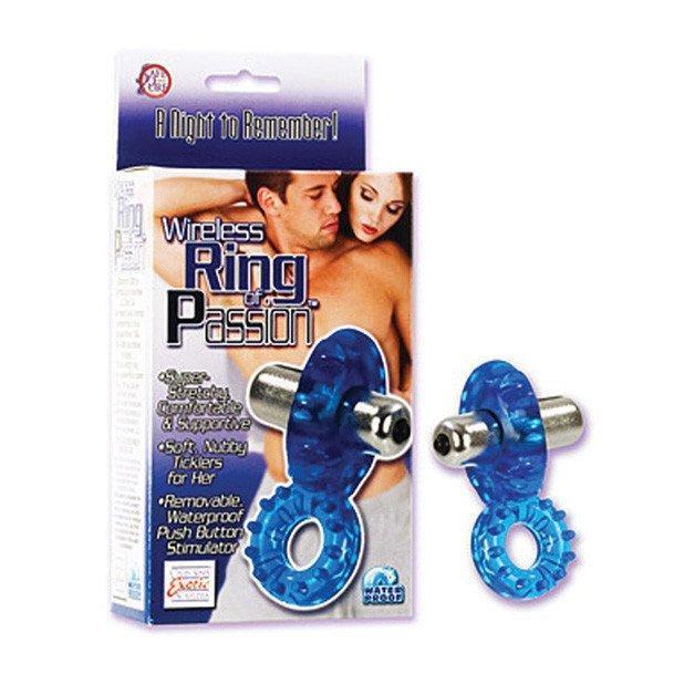 California Exotics - Wireless Ring of Passion (Blue) -  Rubber Cock Ring (Vibration) Non Rechargeable  Durio.sg