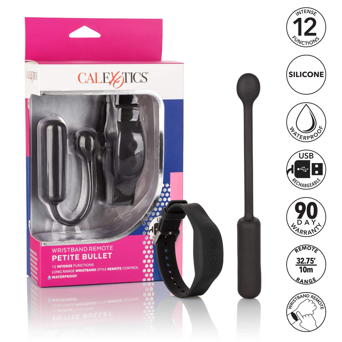 California Exotics - Wristband Remote Petite Bullet Vibrator (Black) -  Bullet (Vibration) Rechargeable  Durio.sg