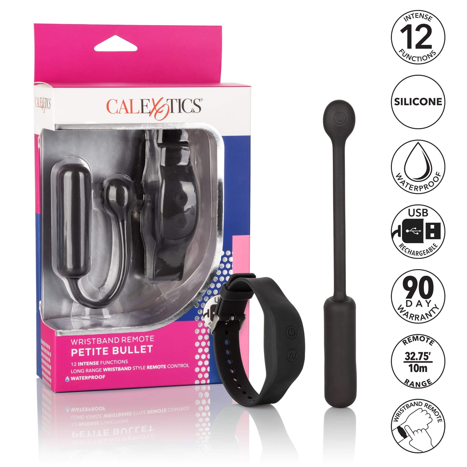 California Exotics - Wristband Remote Petite Bullet Vibrator (Black) -  Bullet (Vibration) Rechargeable  Durio.sg