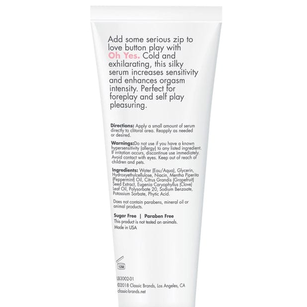 Classic Erotica - CGC Oh Yes Clitoral Cooling Stimulant Arousal Gel 1oz -  Arousal Gel  Durio.sg