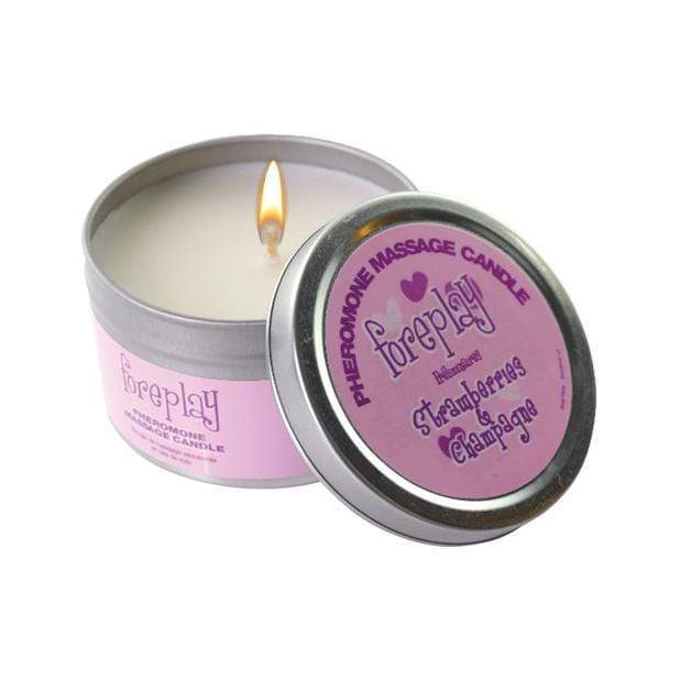 Classic Erotica - Foreplay Pheromone Soy Massage Candle Strawberries Champagne 4oz (Pink) -  Massage Candle  Durio.sg