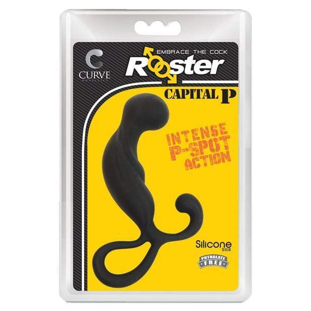 Curve Novelties - Rooster Capital P Silicone Silk Prostate Massager (Black) -  Prostate Massager (Non Vibration)  Durio.sg