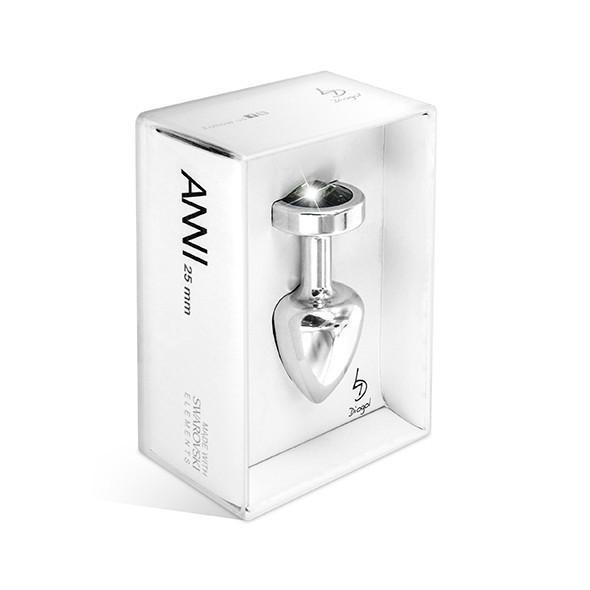 Diogol - Anni Butt Plug Round Silver & Black 25 mm (Silver) -  Metal Anal Plug (Non Vibration)  Durio.sg