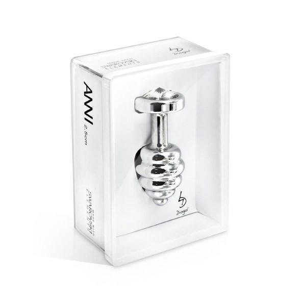 Diogol - Ano Butt Plug Ribbed Silver Platted 25 mm (Silver) -  Metal Anal Plug (Non Vibration)  Durio.sg