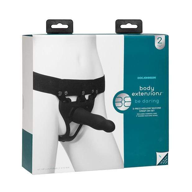 Doc Johnson - Body Extensions Be Daring 2 Piece Strap On Set (Black) -  Strap On with Hollow Dildo for Male (Non Vibration)  Durio.sg