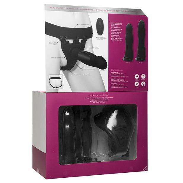 Doc Johnson - Body Extensions Be Naughty Vibrating 4 Piece Strap On Set (Black) -  Strap On with Hollow Dildo for Male (Non Vibration)  Durio.sg