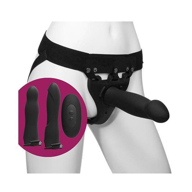 Doc Johnson - Body Extensions Be Naughty Vibrating 4 Piece Strap On Set (Black) -  Strap On with Hollow Dildo for Male (Non Vibration)  Durio.sg