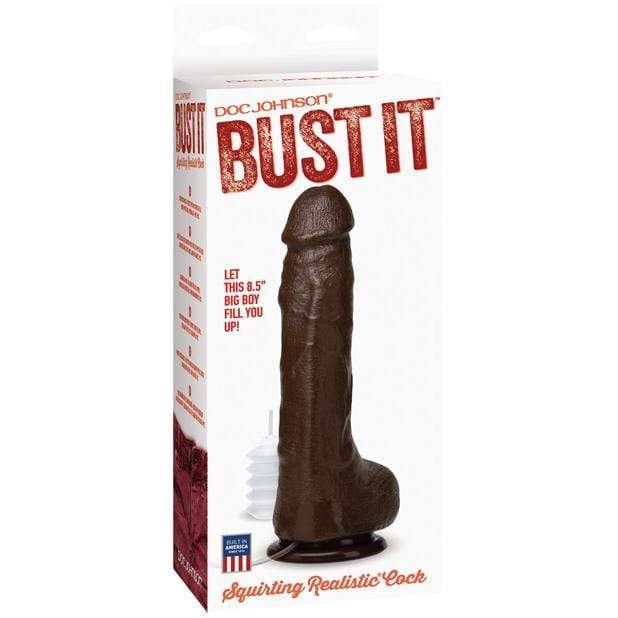 Doc Johnson - Bust It Squirting Realistic Cock (Black) -  Realistic Dildo with suction cup (Non Vibration)  Durio.sg