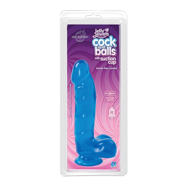 Doc Johnson - Jelly Jewels Cock Realistic Dildo with Balls 7" (Blue) -  Realistic Dildo with suction cup (Non Vibration)  Durio.sg