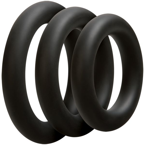 Doc Johnson - Optimale 3 Cock Ring Set Thick (Black) -  Silicone Cock Ring (Non Vibration)  Durio.sg
