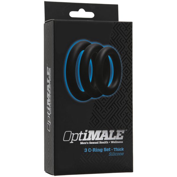 Doc Johnson - Optimale 3 Cock Ring Set Thick (Black) -  Silicone Cock Ring (Non Vibration)  Durio.sg