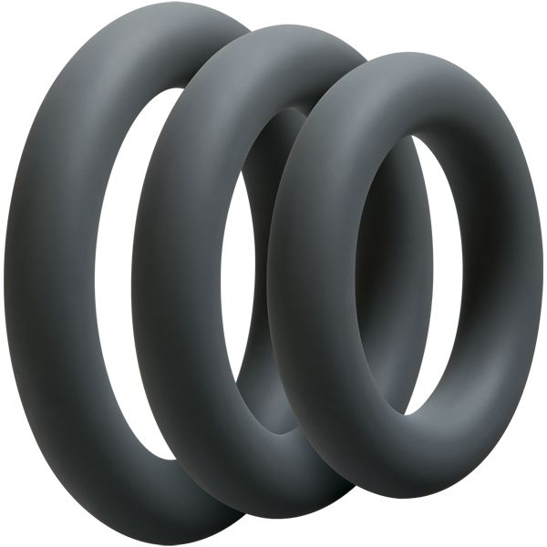 Doc Johnson - Optimale 3 Cock Ring Set Thick (Slate) -  Silicone Cock Ring (Non Vibration)  Durio.sg