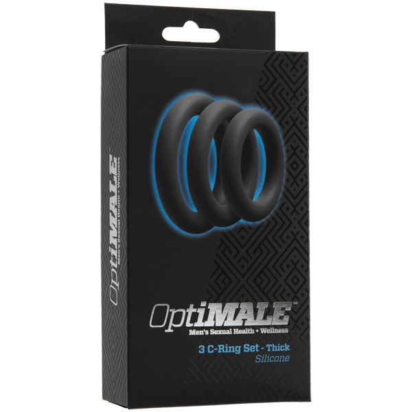 Doc Johnson - Optimale 3 Cock Ring Set Thick (Slate) -  Silicone Cock Ring (Non Vibration)  Durio.sg