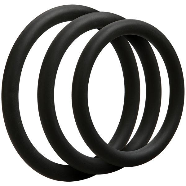 Doc Johnson - Optimale 3 Cock Ring Set Thin (Black) -  Silicone Cock Ring (Non Vibration)  Durio.sg