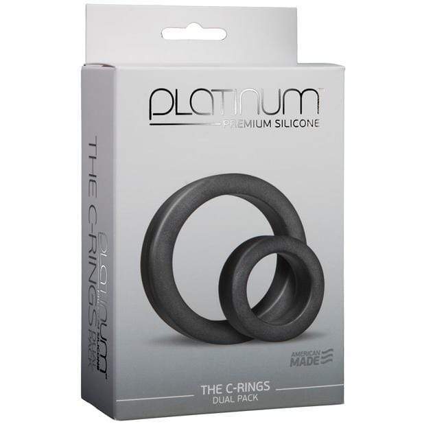 Doc Johnson - Platinum Silicone C Rings Dual Set (Black) -  Silicone Cock Ring (Non Vibration)  Durio.sg