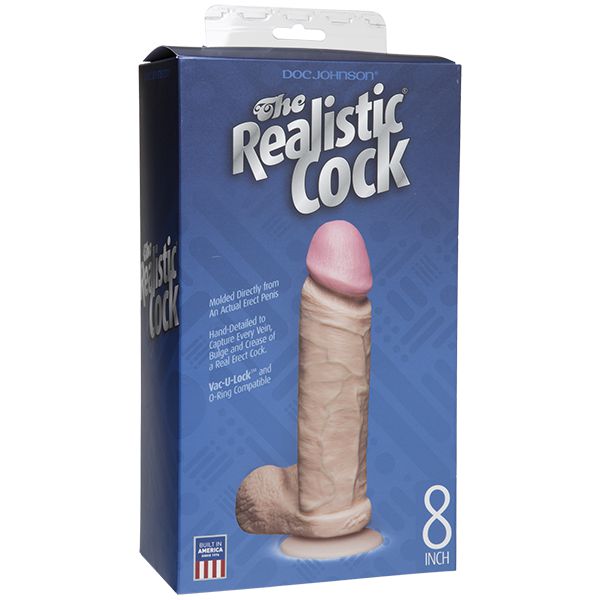 Doc Johnson - The Realistic 8&quot; Cock with Balls (Beige) -  Realistic Dildo with suction cup (Non Vibration)  Durio.sg