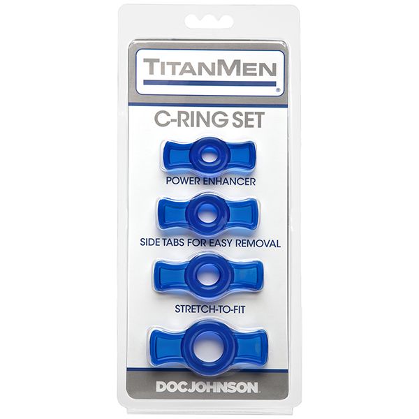 Doc Johnson - Titanmen Cock Ring Set (Blue) -  Rubber Cock Ring (Non Vibration)  Durio.sg