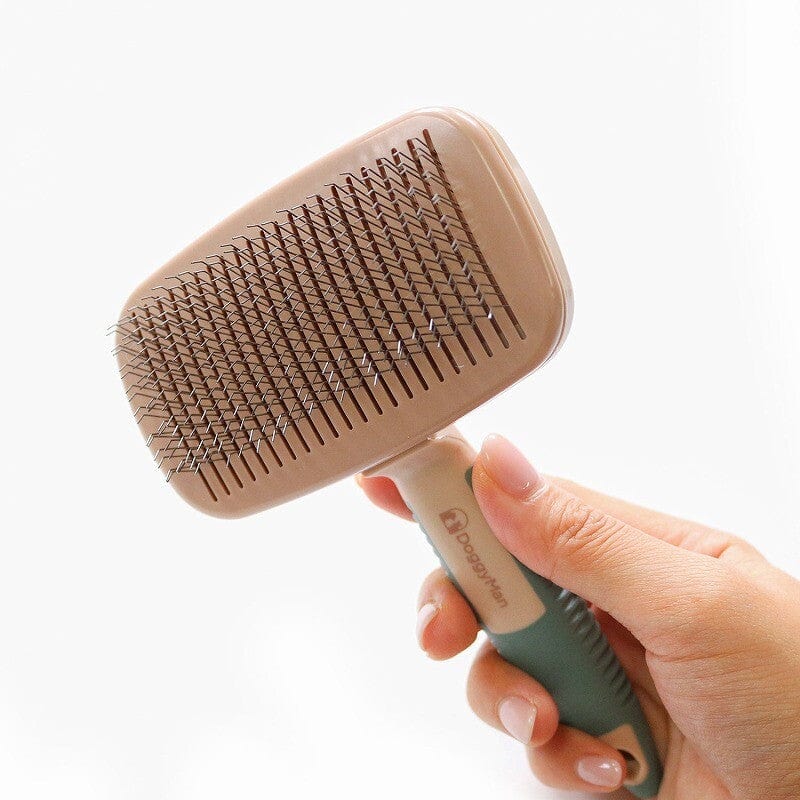 DoggyMan - Hayashi BS Cushion Slicker Brush with Cleaning Function Grooming Pet Brush (Rose Gold) -  Pet Brush  Durio.sg