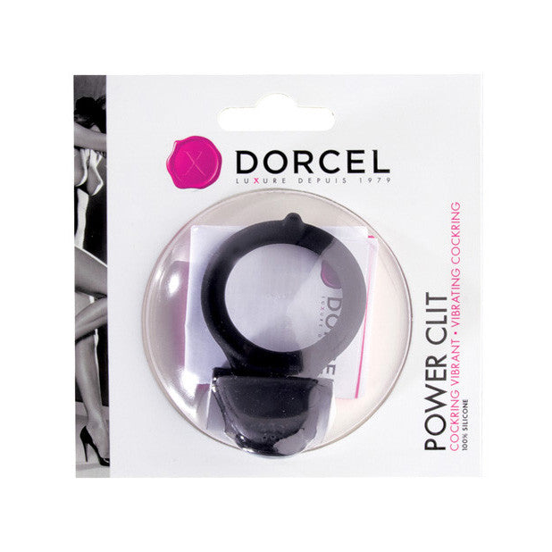 Dorcel - Power Clit Vibrating Cock Ring (Black) -  Silicone Cock Ring (Vibration) Non Rechargeable  Durio.sg