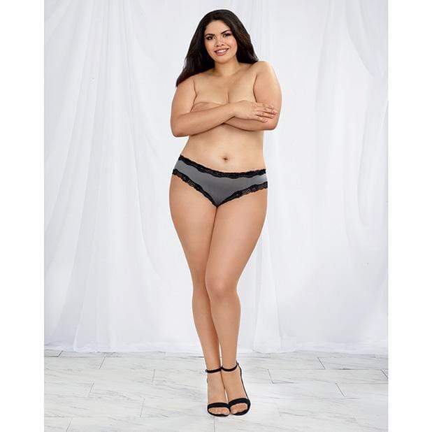Dreamgirl - Microfiber Cheeky Panty with Criss Cross Open Back Detail 1X (Slate/Black) -  Panties  Durio.sg