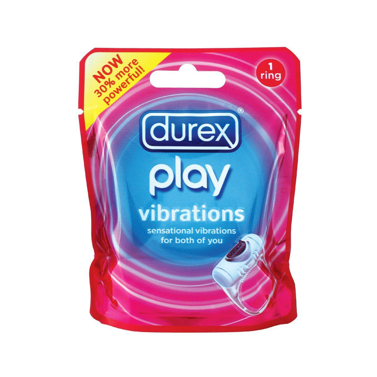 Durex - Play Vibrations 1 Cock Ring (Clear) -  Rubber Cock Ring (Vibration) Non Rechargeable  Durio.sg