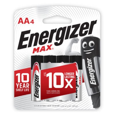 Energizer - Max Alkaline Power E91 AA Battery Value Pack - 4AA Battery 8888921200126 Durio.sg