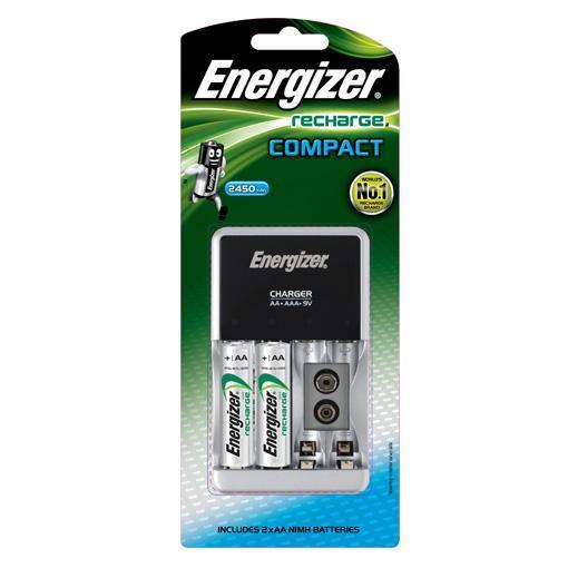 Energizer - Recharge CHCC Compact Charger With 2 AA for AA, AAA, 9V -  Battery  Durio.sg