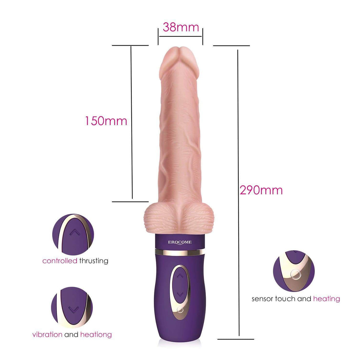 Erocome - Bootes Thrust Heat Realistic Dildo Vibrator (Beige) -  Realistic Dildo w/o suction cup (Vibration) Rechargeable  Durio.sg