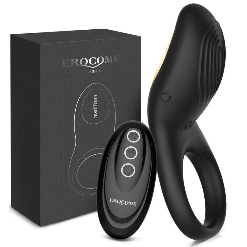 Erocome - Sagitta Remote Control Rechargeable Silicone Cock Ring (Black) -  Remote Control Cock Ring (Vibration) Rechargeable  Durio.sg