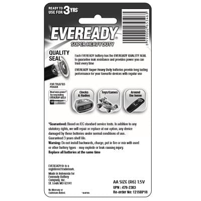 Eveready - Super Heavy Duty M1215 Battery Pack of 18 AA -  Battery  Durio.sg