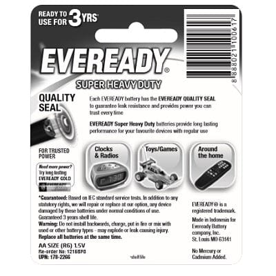 Eveready - Super Heavy Duty M1215 Battery Pack of 8 AA -  Battery  Durio.sg