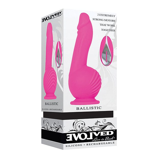 Evolved - Ballistic Silicone Rechargeable Dildo Vibrator (Pink) -  Realistic Dildo with suction cup (Vibration) Rechargeable  Durio.sg