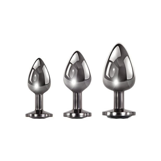 Evolved - Black Gem Metal Anal Plug Set (Silver) -  Anal Kit (Non Vibration)  Durio.sg