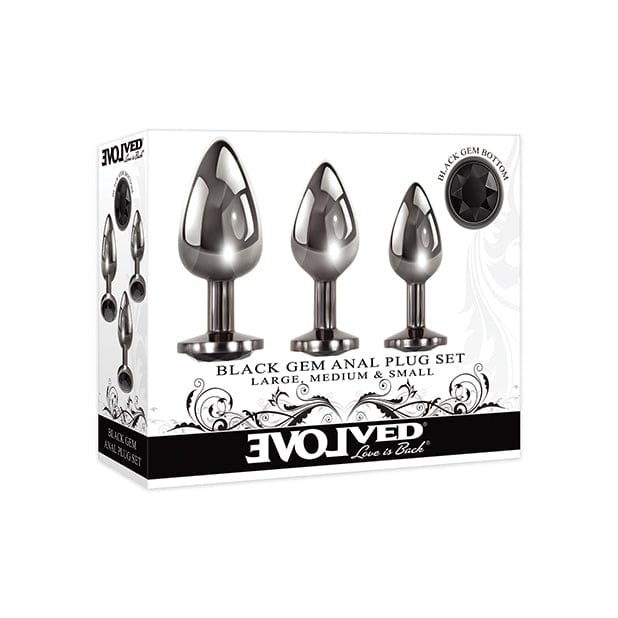 Evolved - Black Gem Metal Anal Plug Set (Silver) -  Anal Kit (Non Vibration)  Durio.sg
