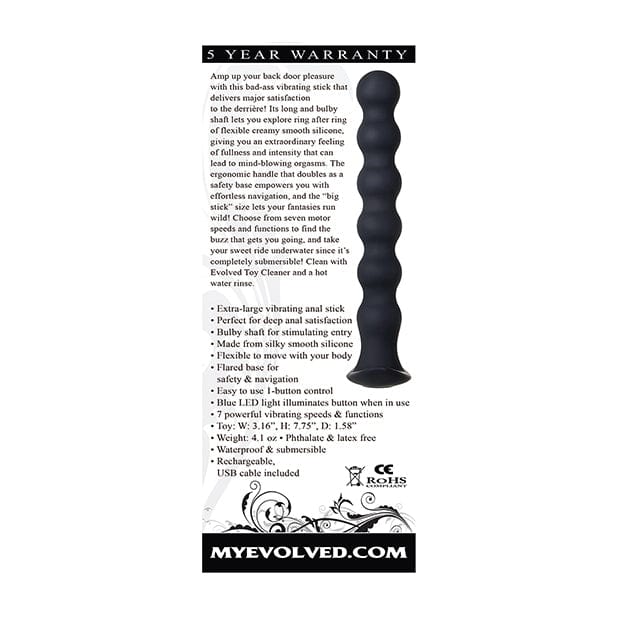 Evolved - Bottoms Up Vibrating Anal Beads (Black) -  Anal Beads (Vibration) Rechargeable  Durio.sg