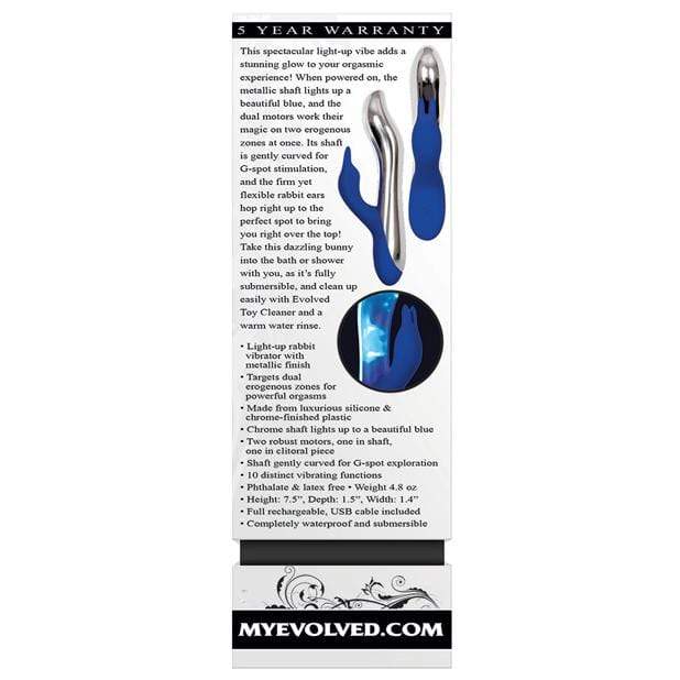 Evolved - Bunny Bright Light Up Metallic Vibrator (Blue) -  Rabbit Dildo (Vibration) Rechargeable  Durio.sg