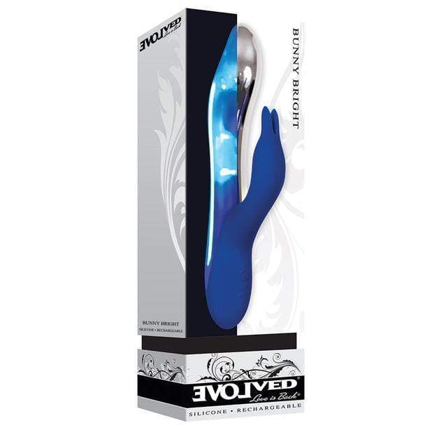 Evolved - Bunny Bright Light Up Metallic Vibrator (Blue) -  Rabbit Dildo (Vibration) Rechargeable  Durio.sg