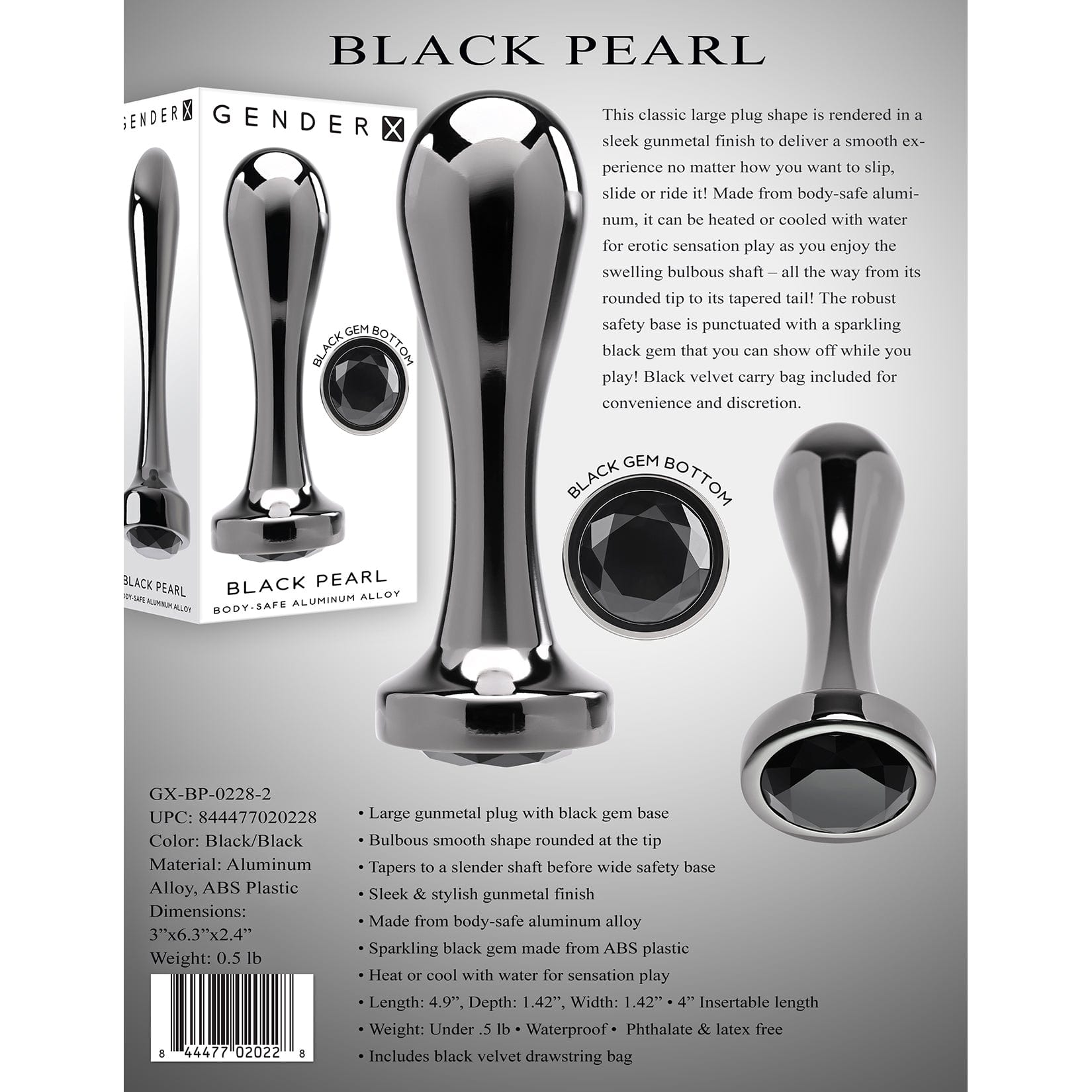 Evolved - Gender X Black Pearl Vibrating Anal Plug (Black) -  Anal Plug (Vibration) Rechargeable  Durio.sg