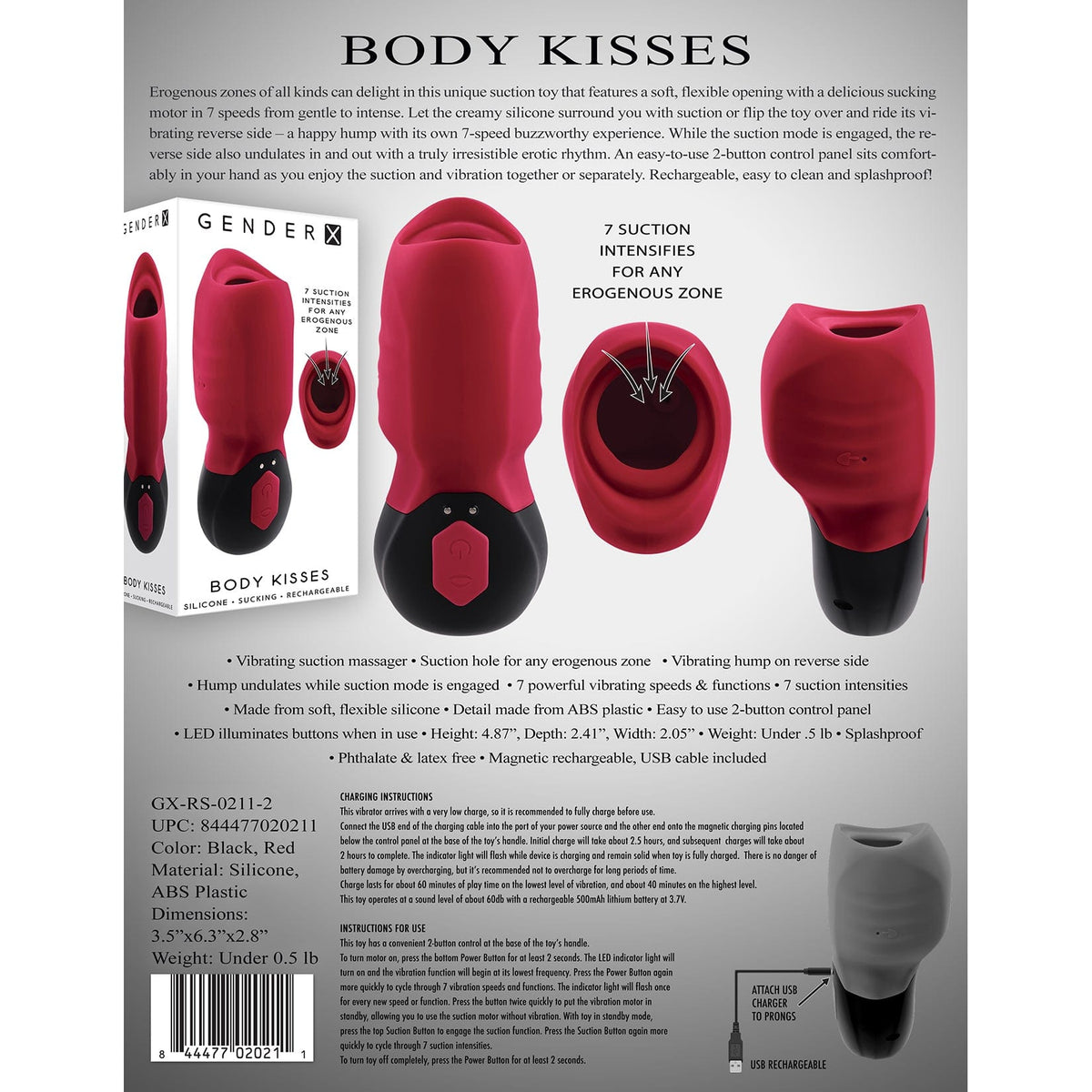 Evolved - Gender X Body Kisses Clit Massager (Red) -  Clit Massager (Vibration) Rechargeable  Durio.sg