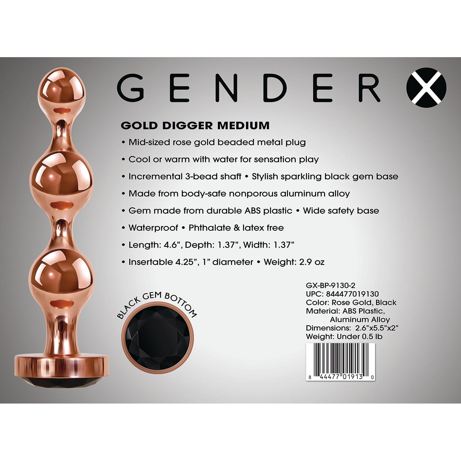 Evolved - Gender X Gold Digger Anal Beads Medium (Gold) -  Anal Beads (Non Vibration)  Durio.sg