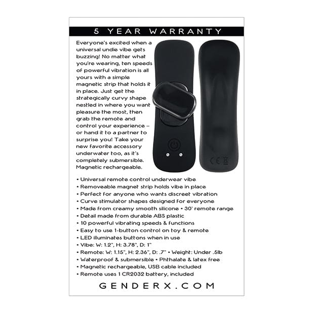 Evolved - Gender X Our Undie Vibe Remote Control Panty Vibrator (Black) -  Panties Massager Remote Control (Vibration) Rechargeable  Durio.sg